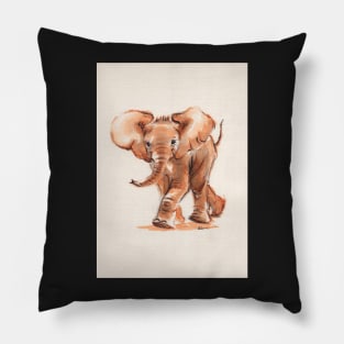 Lillie - Watercolor painting of a baby elephant Pillow