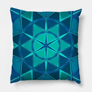 Cartoon Mandala Blue Pillow