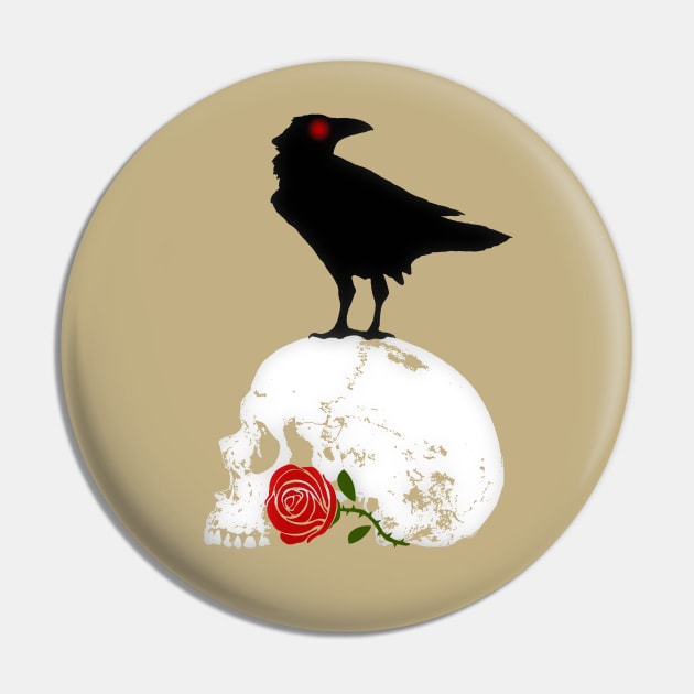 The Raven and the Red Rose Pin by RawSunArt