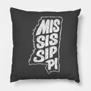 Mississippi (White Graphic) Pillow