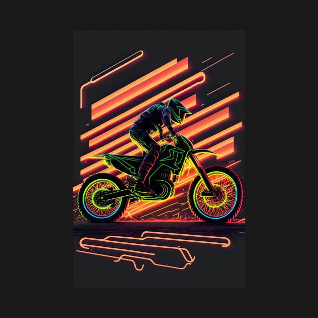 Cyber Future Dirt Bike With Neon Colors by KoolArtDistrict