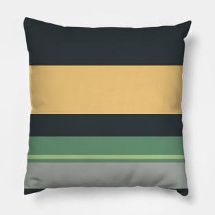 A great joint of Silver Foil, Charcoal, Slate Green, Pale Olive Green and Sand stripes. Pillow