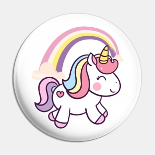 Cute Unicorn With Rainbows Pin