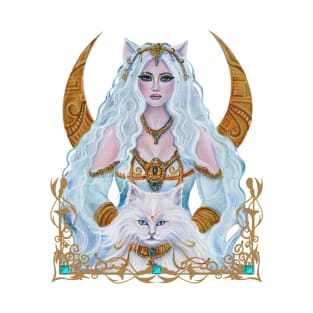 Bastet goddess with cat by Renee L. Lavoie T-Shirt