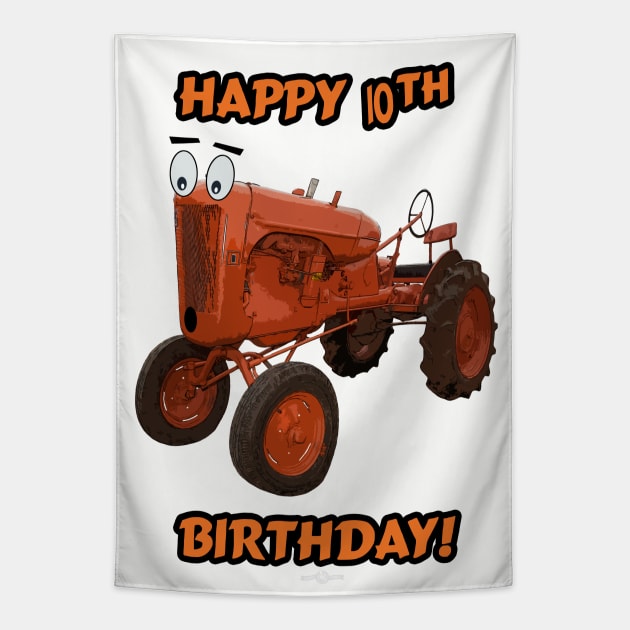 Happy 10th Birthday tractor design Tapestry by seadogprints