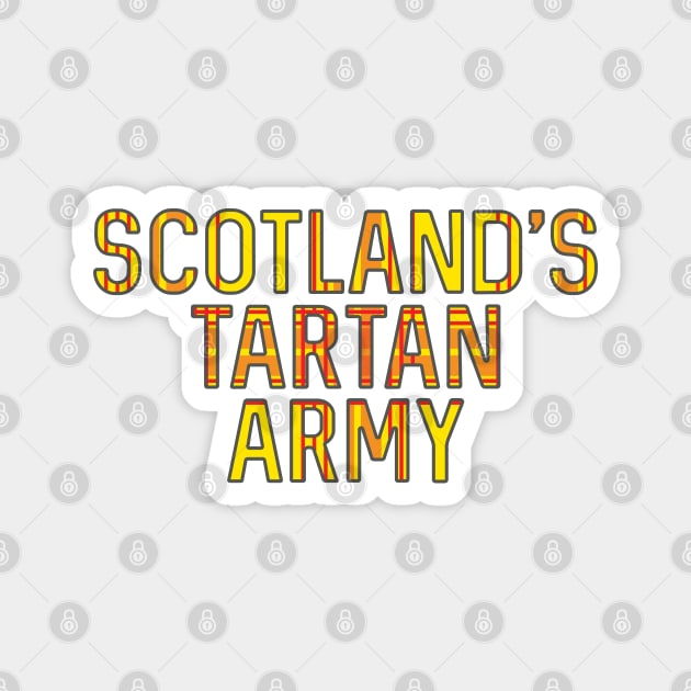 Scotland's Tartan Army, Scottish Lion Rampant Coloured Tartan, Scottish Football Slogan Magnet by MacPean