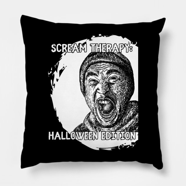 Scream Therapy Halloween Edition Graphic Design Pillow by missdebi27