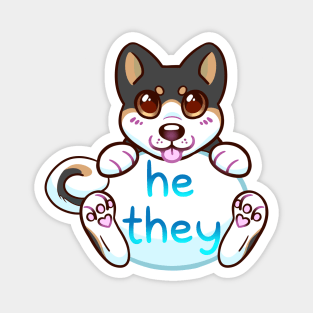 Doggy Pronouns - He/They Magnet