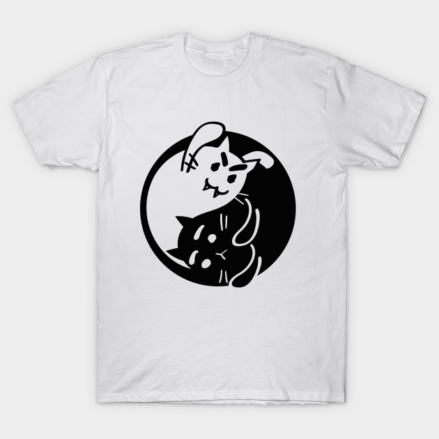 Disover Yin yang halloween ghost and scared cats. Black and white kitten - Yin Yang Cats - T-Shirt