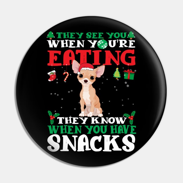 Christmas Dog Eating Snacks Pin by CyberpunkTees