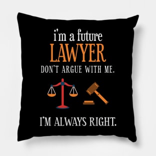 Funny Lawyer Future Law School Student Attorney Esq Pillow