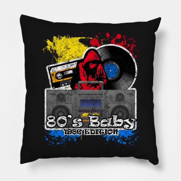 80's Baby Retro Hip Hop T Shirt Pillow by TheAparrelPub