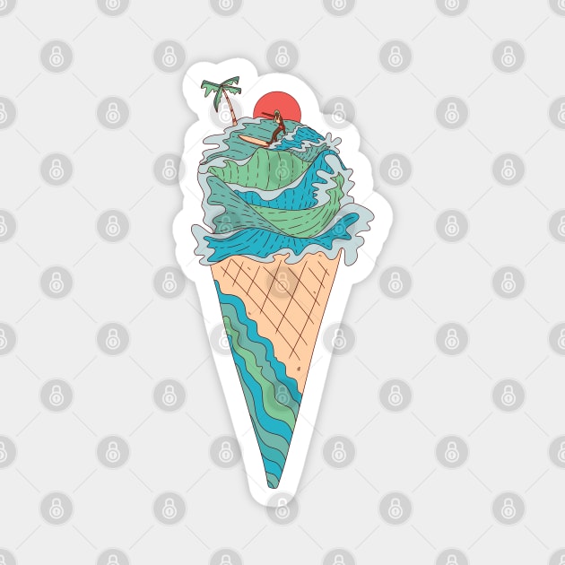 Ice-cream surfing Magnet by Swadeillustrations