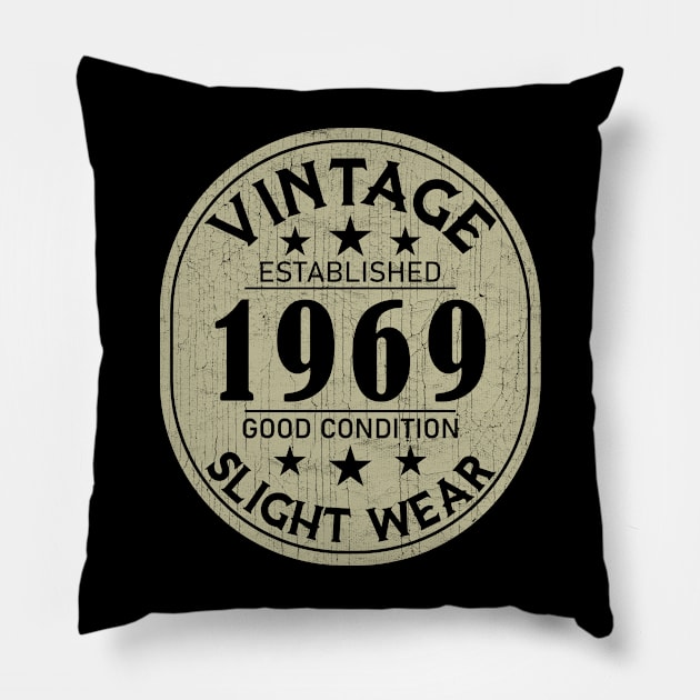 1969 Vintage - Good Condition Slight Wear Pillow by Stacy Peters Art