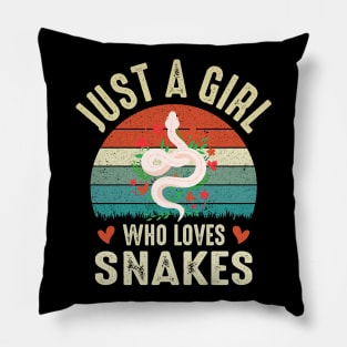 Just A Girl Who Loves Snakes Funny Snake Lovers Girl Women Gifts Retro Pillow