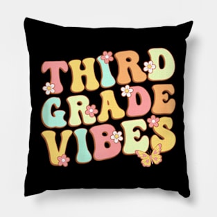 Third Grade Vibes  Team 3rd Grade Teacher Kids Retro Pillow