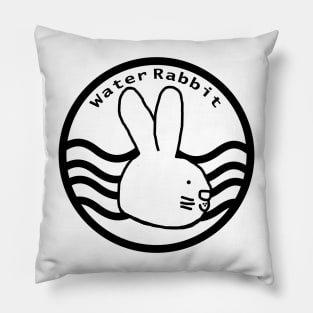 Water Rabbit Portrait Black Line Chinese Zodiac Pillow