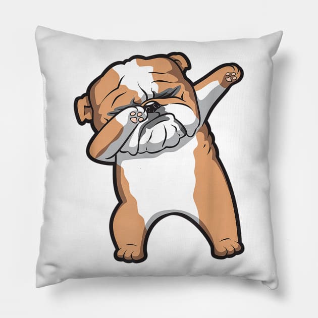 Dabbing English Bulldog Dab Dance Pillow by Rojio