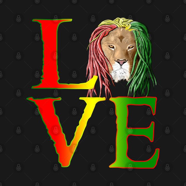 Discover Rastafarian Lion Love - One Love Jamaica - T-Shirt