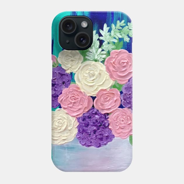 Roses and Hydrangea Flower Arrangement Original Art Painting Phone Case by Robinette Art