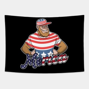 Merica Bigfoot USA Flag 4th Of July Fourth Tapestry