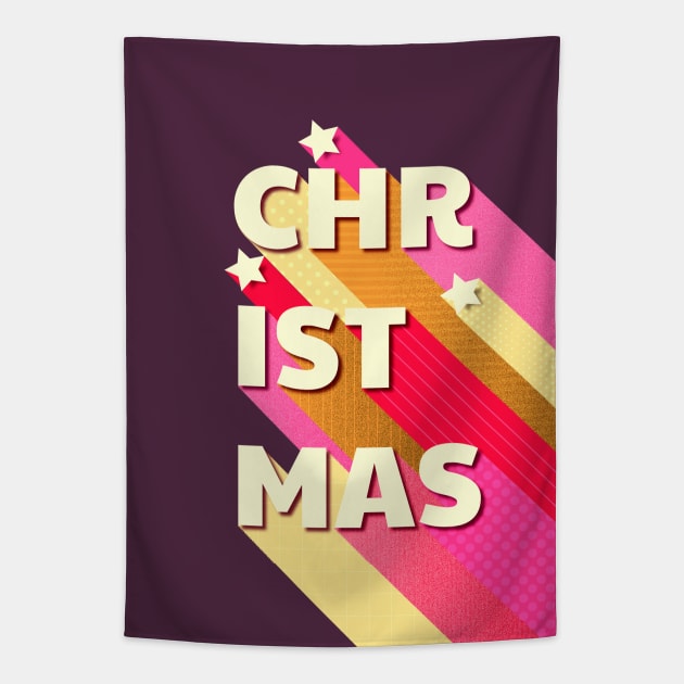 Christmas retro typography Tapestry by showmemars