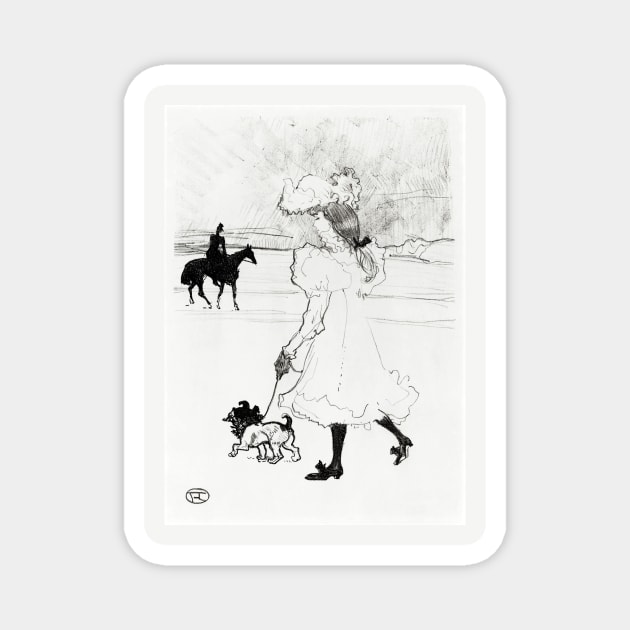 In the Woods by Henri de Toulouse–Lautrec Magnet by Vintage Sketches