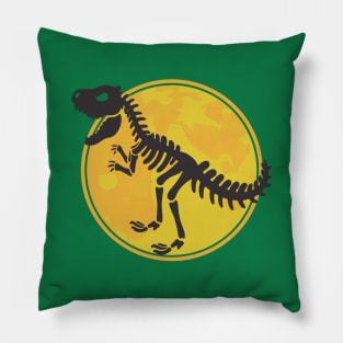 Dino Dinosaur T-Rex Skeleton Black in Front of Moon Pillow