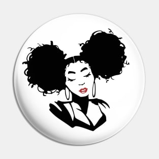 Stenciled Afro Puffs Pin