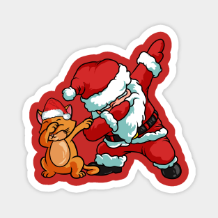 Funny Santa Claus and Dabbing Cat Magnet