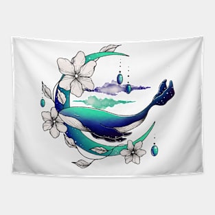 Watercolor Whale Tapestry