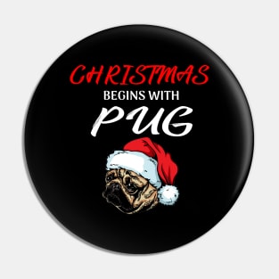 Christmas Begin With Pug Dog Costume Gift Pin