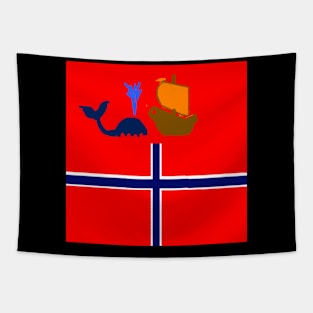 Sporty Norway Design on Black Background Tapestry