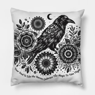 Gothic Boho Raven Pillow