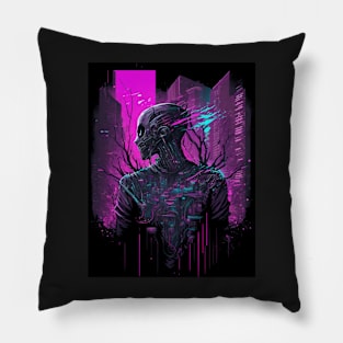 Cyberpunk cyborg hunter Pillow