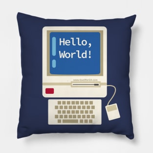 Hello World Vintage Desktop Computer Pillow