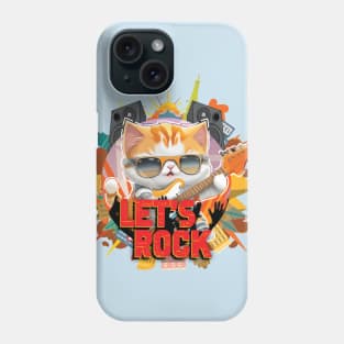 Pets, Cute Kitty Let's Rock Phone Case