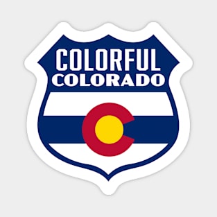 Colorful Colorado Retro Flag Shield (Blue) Magnet