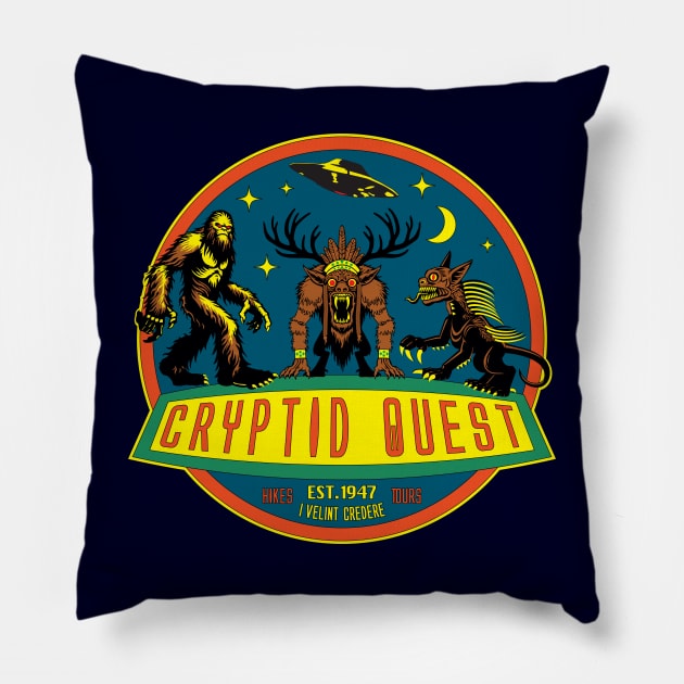 Cryptid Quest Pillow by PeregrinusCreative