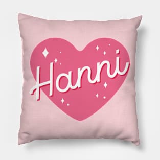 Newjeans new jeans Hanni name typography pink heart tokki bunny | Morcaworks Pillow