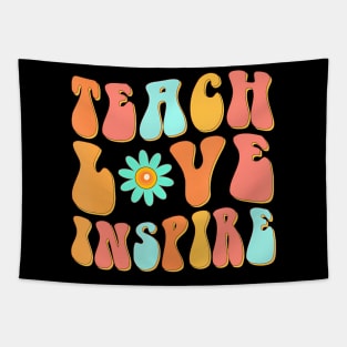 Teach Love Inspire Groovy Design Back To School Tapestry