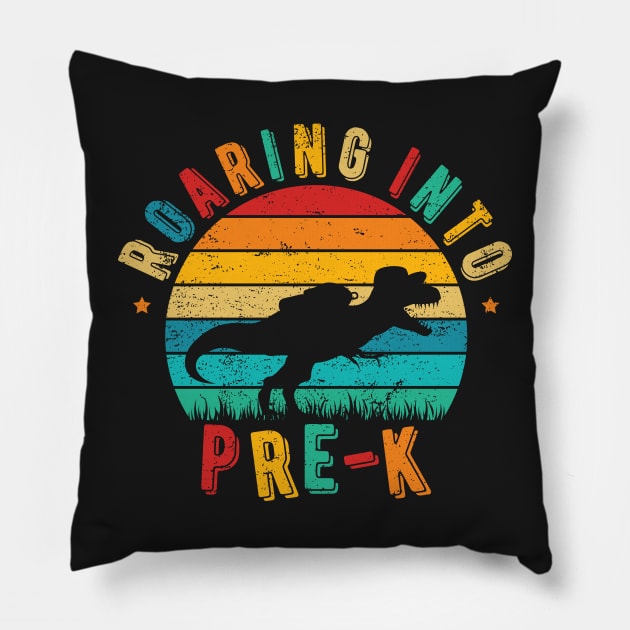 Roaring Into Pre-K Pillow by ChicGraphix