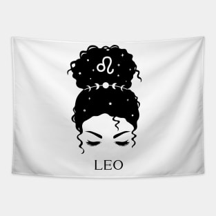 Messy Bun Celestial Queen: Leo Zodiac Sign Tapestry