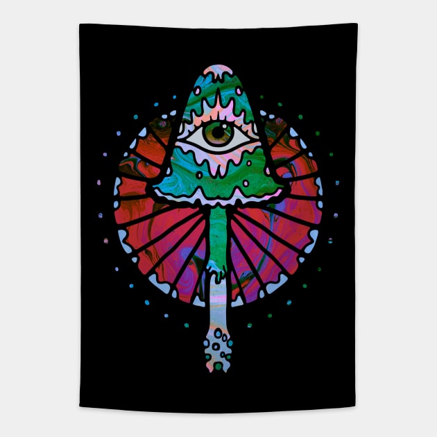 Third Eye Shroom 2077 Tie Dye Tapestry by visionarysea