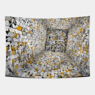 Yellow and white blocks background Tapestry