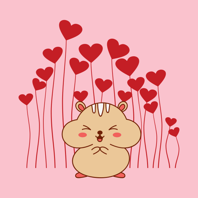 Valentine Hamster Heart balloon Chipmunk by MGuyerArt