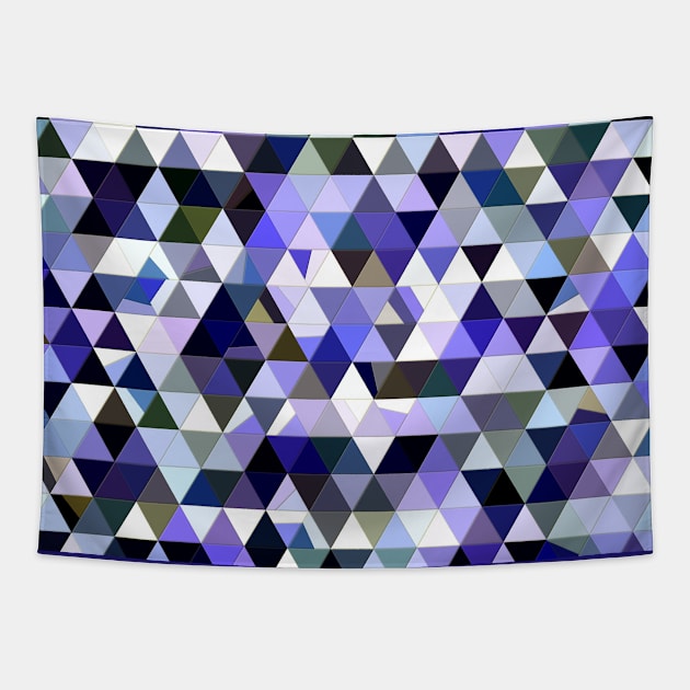 Blue, Grey, Black and White Abstract Imperfect Triangles Mosaic Tapestry by KaSaPo