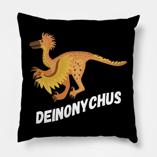 Fun Deinonychus Dinosaur Design Pillow by Terra Fossil Merch