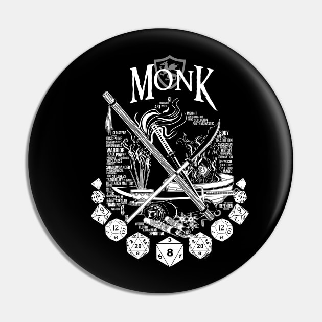 RPG Class Series: Monk - White Version Pin by Milmino