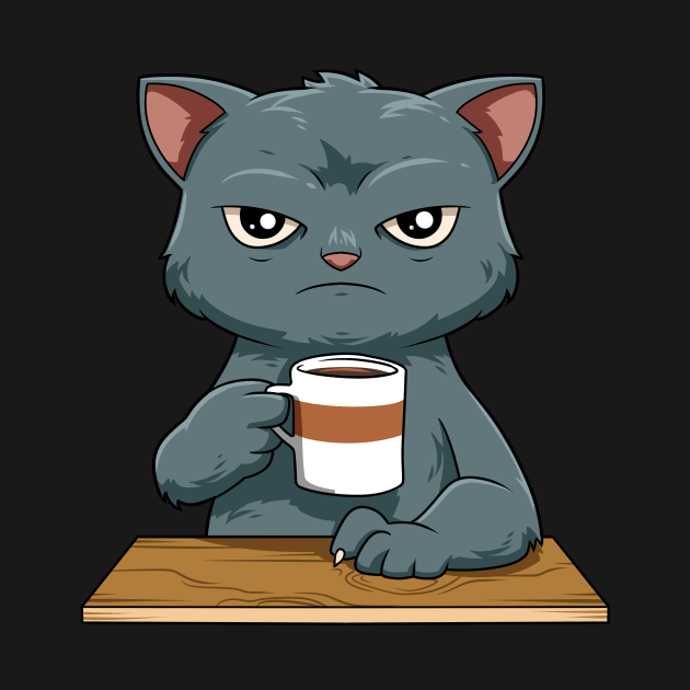 Funny Angry Cat Coffee Lover Feline Morning Animal by melostore